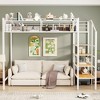 Sapphtopaz Metal Twin Size Loft Bed with Upper Grid Storage Shelves Space-Saving Storage Loft Bed with Storage Stairs, Bed Frame for Small Space - 2 of 4