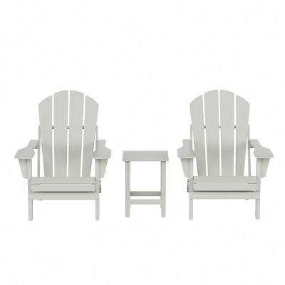 WestinTrends Malibu HDPE Outdoor Patio Folding Poly Adirondack Conversation Set (3-Piece)