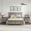 Tangkula Nightstand w/ 2 Drawers Farmhouse Bed Side Table w/ Open Storage Shelf - 3 of 4