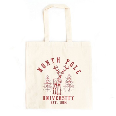 City Creek Prints North Pole University Deer Canvas Tote Bag - 15x16 - Natural