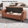 Storage Bed Bench, Faux Leather Upholstered Ottoman Foot Rest with Rolled Arms - 3 of 4