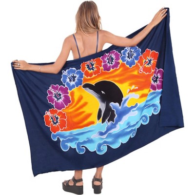 LA LEELA Women's Beachwear Summer Beach Wrap Bikini Wraps Sarong Swimwear Swim Cover Up Skirt Pareo Coverups for Women One Size Blue,Floral