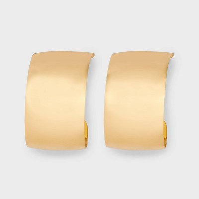 Wide Flat Metal Hoop Earrings - Wild Fable™ Gold