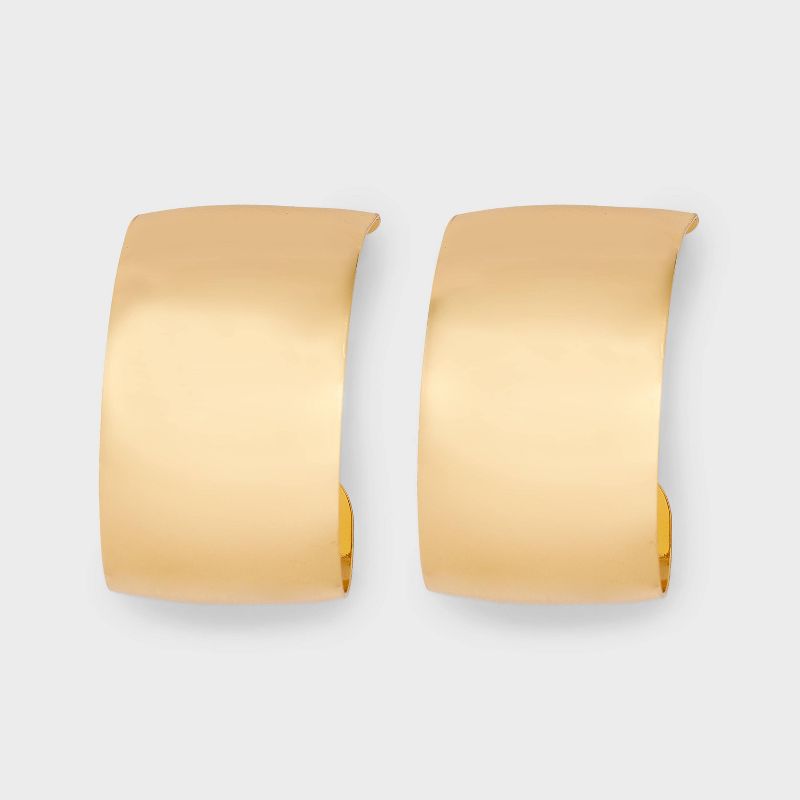 Wide Flat Metal Hoop Earrings - Wild Fable&#8482; Gold, 1 of 9