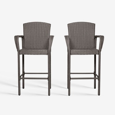 WestinTrends Outdoor Wicker Bar Stools Set of 2