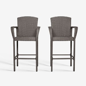 WestinTrends Outdoor Wicker Bar Stools Set of 2 - 1 of 4