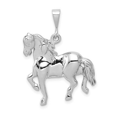 Black Bow Jewelry 14k White Gold Polished Horse Pendant, 25mm
