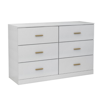 VYNXARIA Ample Storage, Sturdy Build: Modern White 6 - Drawer Dresser for Your Bedroom