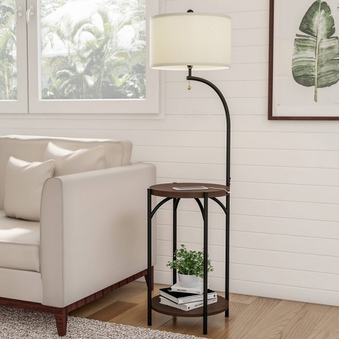 Floor Lamp End Table includes Led Light Bulb Modern Rustic