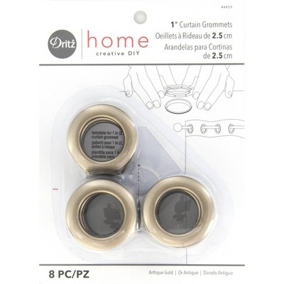 Dritz Set of 8 Home 1" Round Curtain Grommets Antique Gold: Plastic Sewing Fasteners, 1" Dritz Grommet Kit