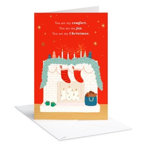Romantic Christmas Card 'You Are My Comfort Cozy Fireplace' Includes Envelope - 1 of 4