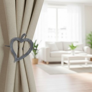 Evideco French Home Goods Wooden Heart Curtain Tieback – Decorative and Functional Design - 1 of 4