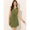 Allegra K Women's Collar Button Down Tie Waist Mini Chambray Shirt Dress - 3 of 4