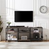 VECELO TV Stand with Power Outlets, Industrial Entertainment Center with 3-Tier Open Storage Shelves, 63 Inch - 3 of 4