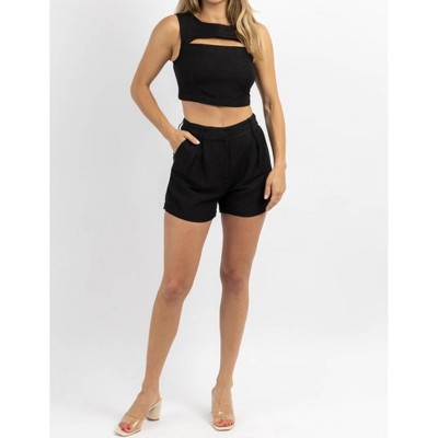 Women's MILLY LINEN SHORT SET - CRESCENT