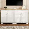Whisen Farmhouse TV Stand with 2 Drawers for 70" TVs, Wood Grain Sideboard with Adjustable Shelves & Rustic Handles - 2 of 4