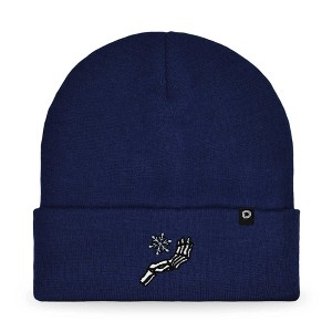 Dalix Chill Skeleton Hand Embroidered Beanie Snowflake Warm Winter Knit Hat for Men - 1 of 4