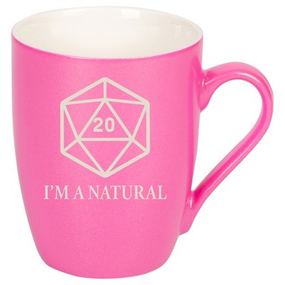 100 North Dice 10 Ounce Pink Metallic Finish, Comfortably Fits Your Hands, New Bone China Coffee Tea Cup Mug, I'm A Natural