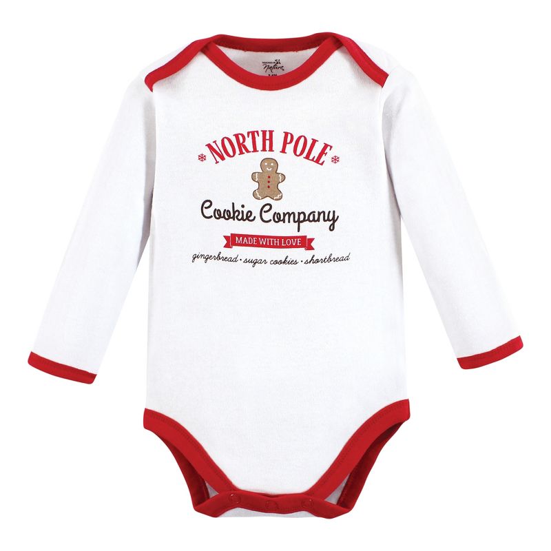 Touched by Nature Unisex Baby Organic Cotton Long-Sleeve Bodysuits, Christmas Cookies, 3 of 6