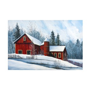 Trademark Fine Art -Debbi Wetzel 'Red Barn Winter' Canvas Art - 1 of 4