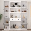 FUFU&GAGA White Tall Wood Bookshelf with Glass Doors Adjustable Shelves Display Bookcase - 3 of 4
