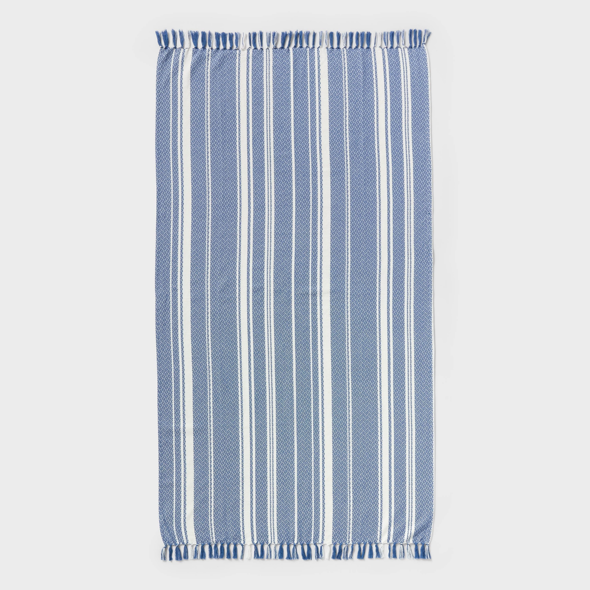40"x72" Peshtemal Premium Lightweight Striped Oversized Beach Towel with Knotted Fringe Blue - Threshold™