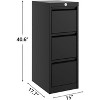 3-Drawer File Cabinet Black Cold Rolled Steel 0.6mm Thickness H103W38D45cm Double Key Office Document Storage - 3 of 4