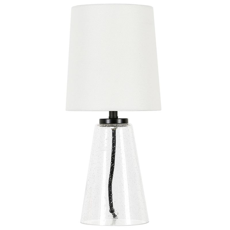 Hampton &#38; Thyme 15.75&#34; Tall Mini Lamp with Fabric Shade Seeded Glass/White, 1 of 10