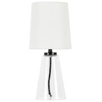 Hampton & Thyme 15.75" Tall Mini Lamp with Fabric Shade Seeded Glass/White