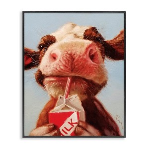 Stupell Industries Baby Cow Milk Box Carton Farm Portrait Framed Giclee Art, Black, 24" x 30" - 1 of 4