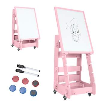 Weudear Kids Easel, Kids Toys Rotatable Double Sided Chalk  Board Adjustable Height Standing Toddler Easel with 79pcs Accessories Art  Set, Pink : Everything Else