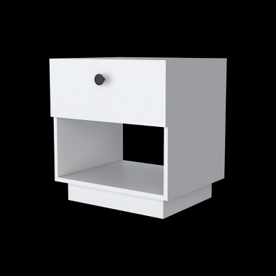 GlasFlength Nightstands Modern Nightstand Bedroom Nightstand Elegant Bedside Table with Drawer for Living Room, White, 18.5"*16"*19.6"
