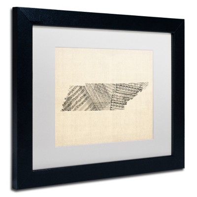 Trademark Fine Art -Michael Tompsett 'Old Sheet Music Map of Tennessee' Matted Framed Art