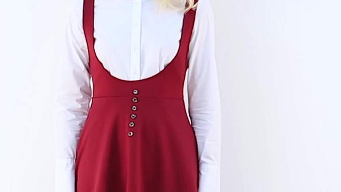 Allegra K Women's Button Overalls Pinafore Suspenders Skirt, 2 of 8, play video
