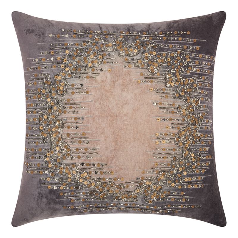  Rich Mosaic Throw Pillow Charcoal - Nourison, 1 of 3