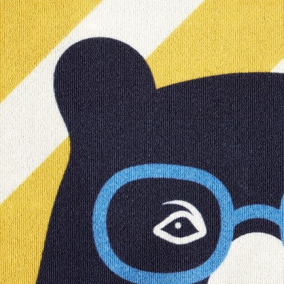 Blue and Gold Striped Kids Washable Synthetic Area Rug 4' x 6'