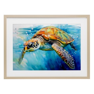 Stupell Industries Graceful Swimmer Tortoise Framed Print Under Glass Art - 1 of 4