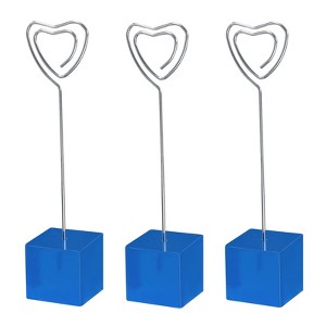 Unique Bargains Metal Resin Cube Base Heart Shape Pictures Memo Place Card Holder 3 Pcs - 1 of 4