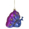 Northlight Sitting Glittered Peacock Glass Christmas Ornament - 4.25" - Purple - 3 of 4