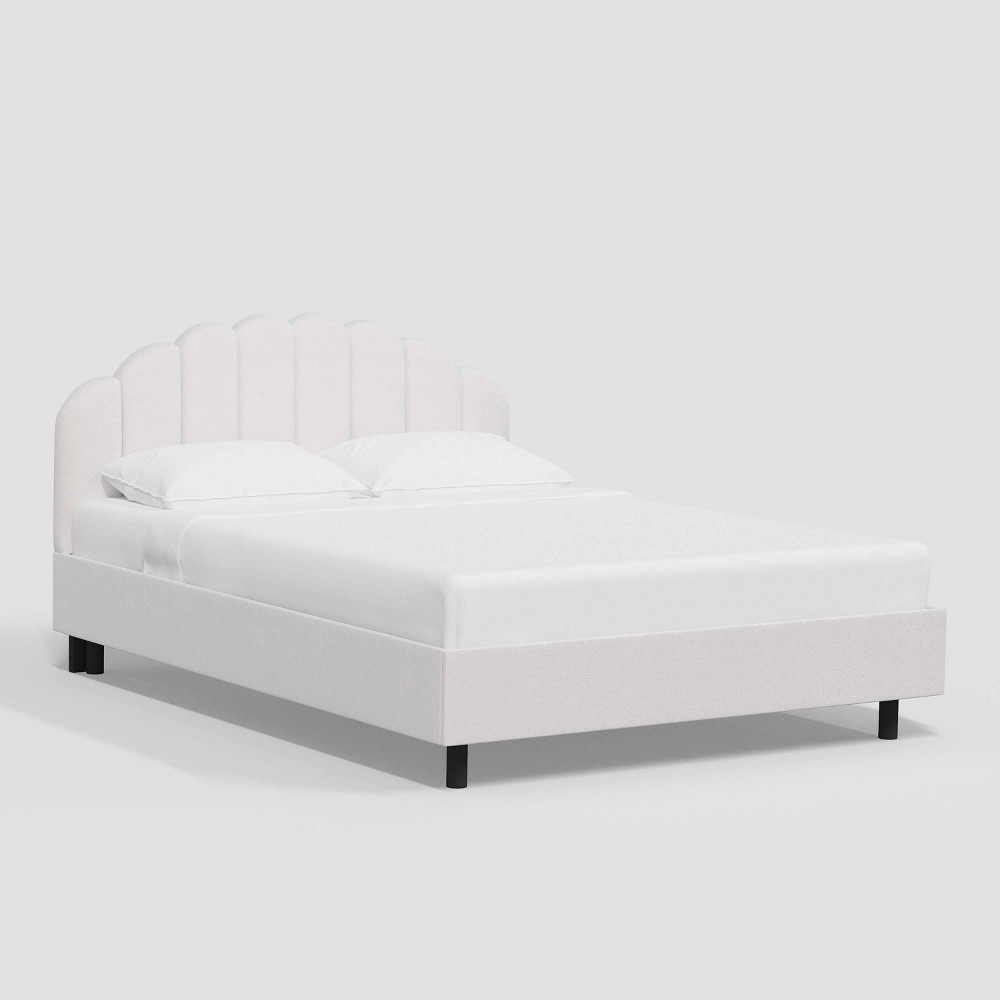 Photos - Bed Queen Emma Platform  in Luxe Velvet Titan Snow - Threshold™: Pine Frame