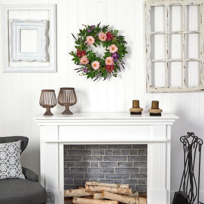 22" Spring Peony and Mixed Flower Artificial Wreath