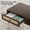Grungis Mid-Century Coffee Table with PVC Rattan Door Drawer,2-Tier Rectangular Accent Table,Modern Coffee Table for Living Room - 4 of 4