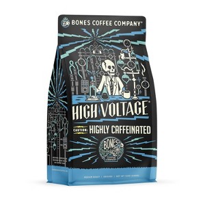 Bones Coffee Company High Voltage Highly Caffeinated Ground Coffee Beans 12oz Medium Roast (Ground) - 1 of 4
