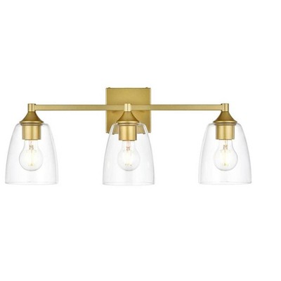 Elegant Lighting Gianni 3 light Brass and Clear Bath Sconce