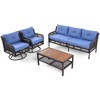 Whisen 5-Person Outdoor Sectional Wicker Sofa Set with Swivel Chairs for Poolside Backyard Deck - 3 of 4