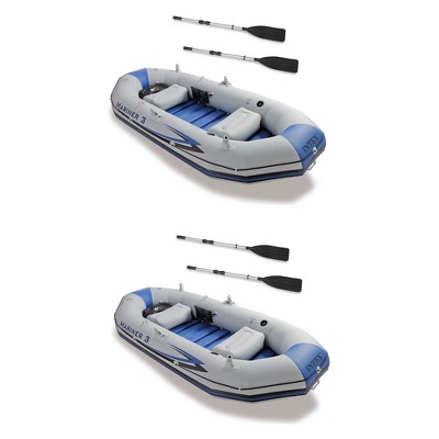 Intex Mariner 3-Person Inflatable River/Lake Dinghy Boat & Oars Set (2 Pack)