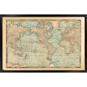 Trends International Map - Rustic Framed Wall Poster Prints - 1 of 4