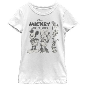 Girl's Disney Mickey and Friends Sketch T-Shirt - 1 of 4