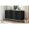 Modern Sideboard with Geometric Line Design, Conical Metal Legs, and Central Drawers for Stylish Storage, Suitable for Entryway and Living Room - 4 of 4