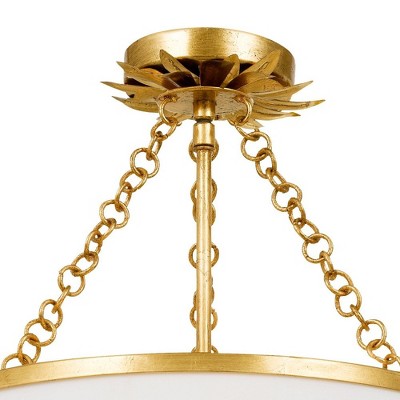 Elegant Gold and Crystal Drum Ceiling Light, 14x20 Inches
